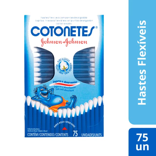 Embalagem do Hastes Flexíveis Cotonetes da marca Johnson & Johnson