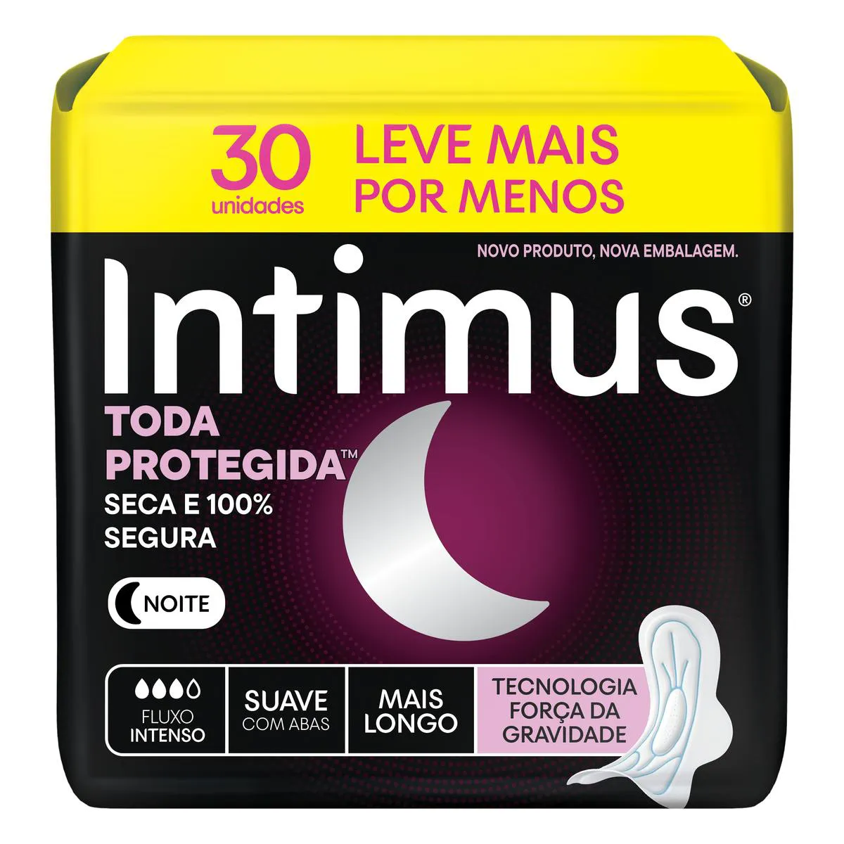 Embalagem de Absorvente Intimus Noturno Toda Protegida com 30 unidades