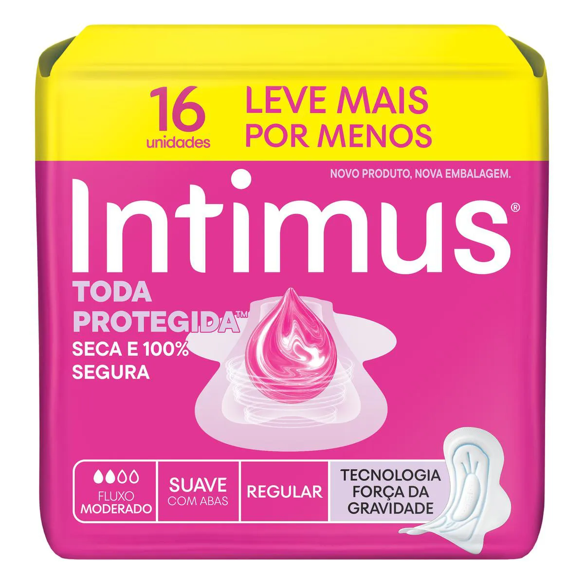 Embalagem do Absorvente Toda Protegida Cobertura Suave Com Abas da marca Intimus