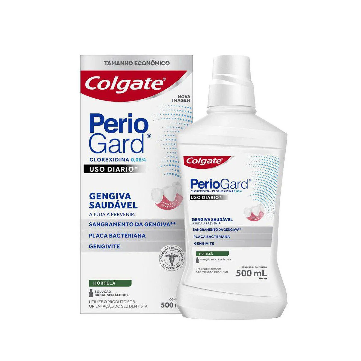 Embalagem do Enxaguante Antisséptico Bucal PerioGard Gengiva Saudável Sem Álcool da marca Colgate