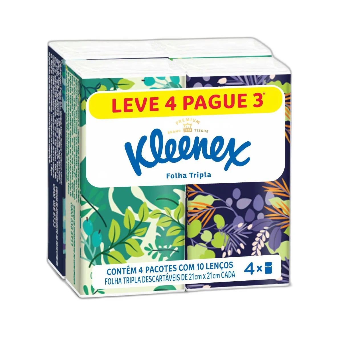 Embalagem do Kit Lenços de Papel de Bolso Dia a Dia Folha Tripla da marca Kleenex