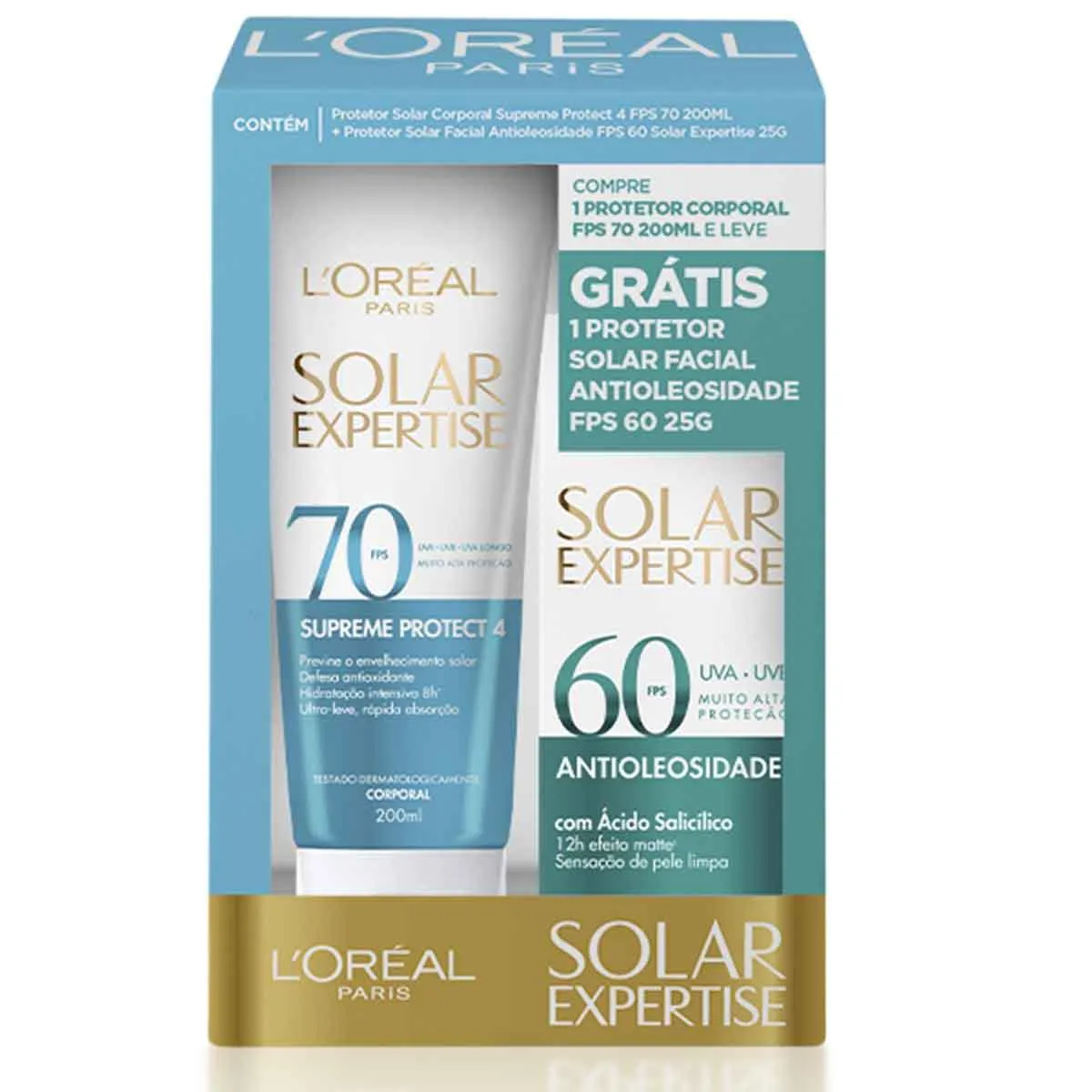 Embalagem do Kit Protetor Solar L'Oréal Expertise Corporal + Facial