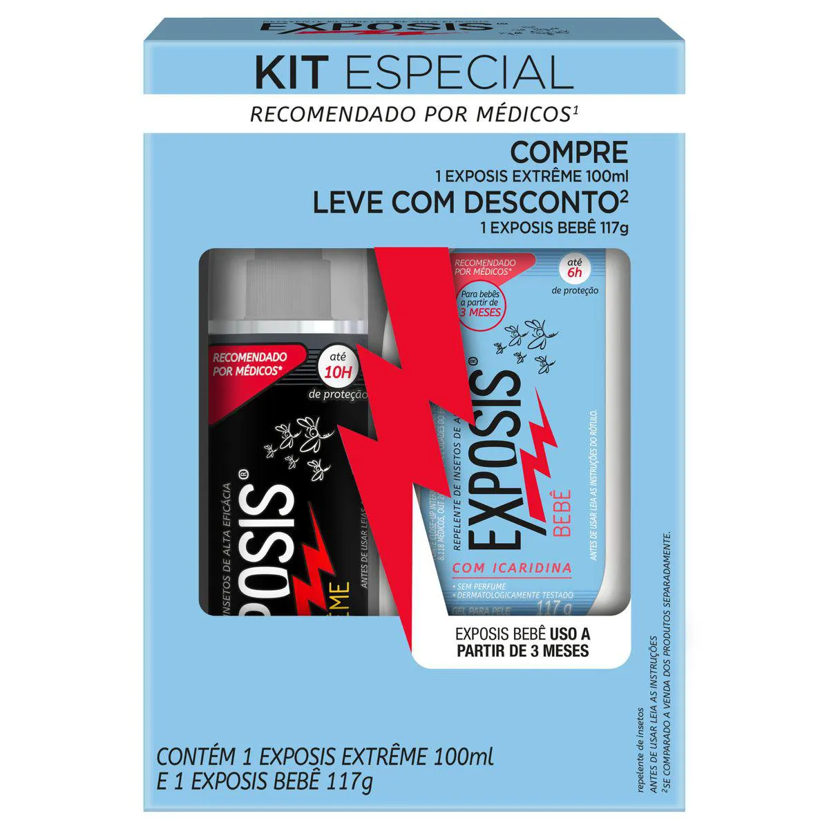 Kit Repelente Exposis Extrême Spray e Exposis Bebê Gel