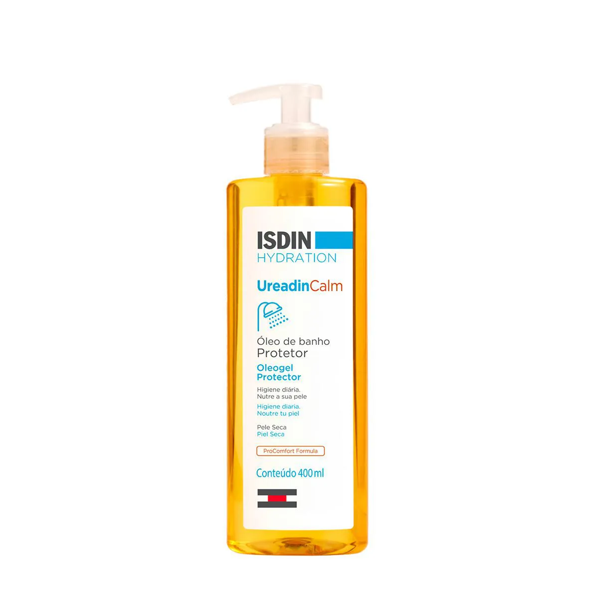 Embalagem do Óleo de Banho Protetor Ureadin Calm da marca Isdin