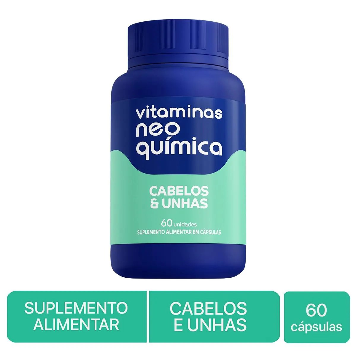 Embalagem do Polivitamínico para Cabelos e Unhas da marca Neo Química