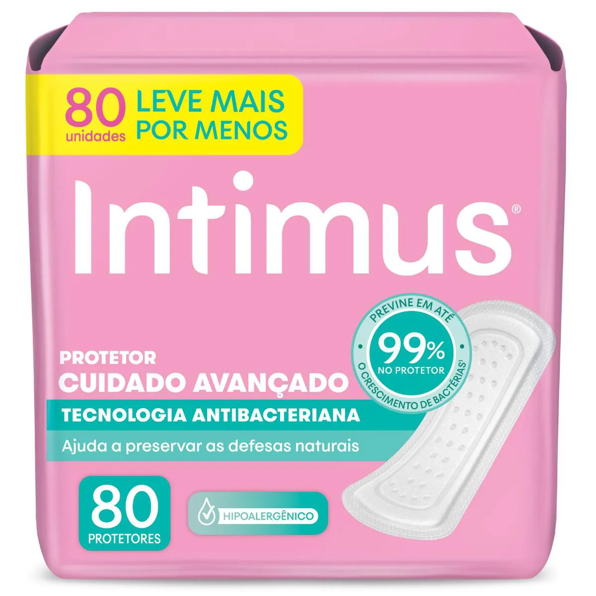 Embalagem do Protetor Diário Tecnologia Antibacteriana da marca Intimus