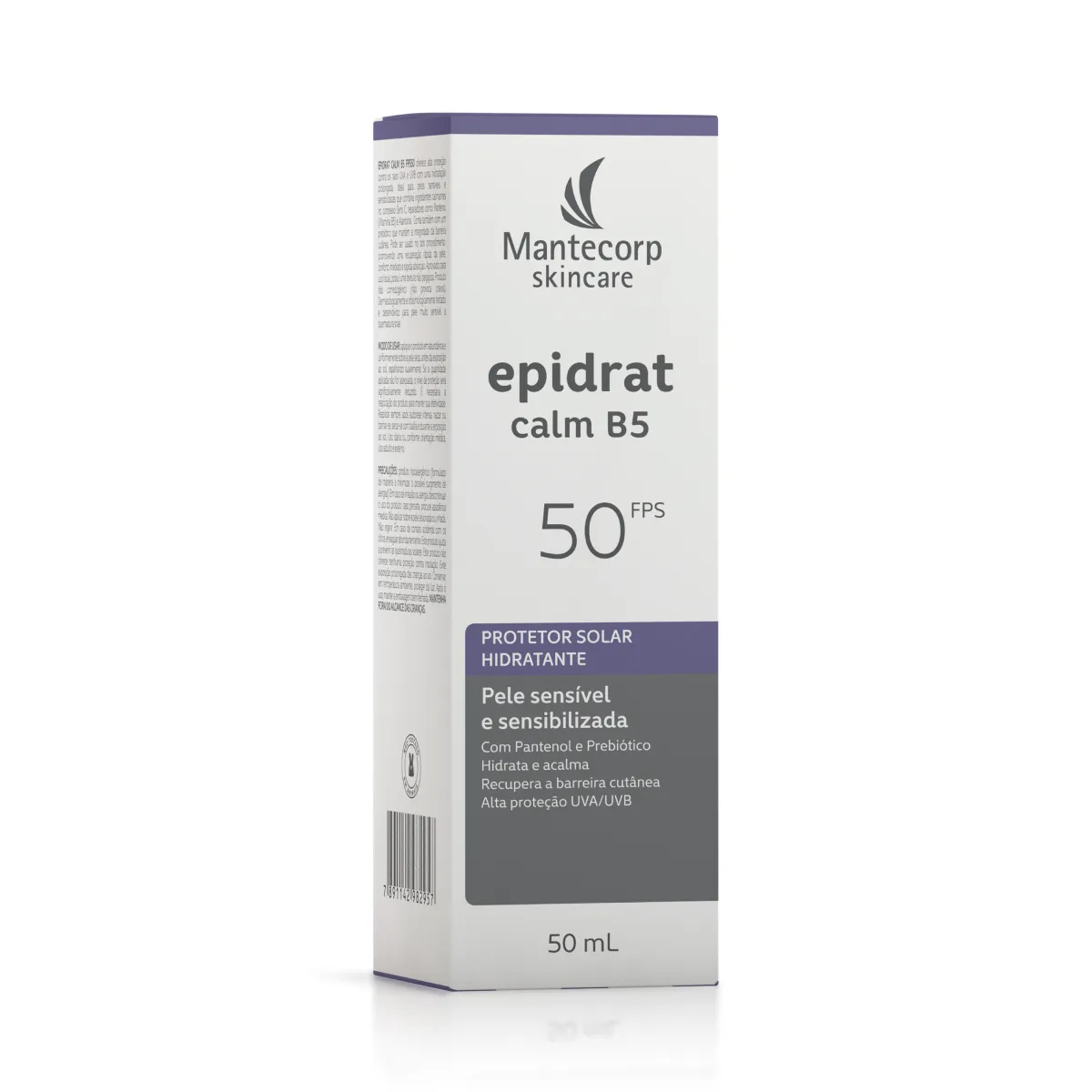Embalagem do Protetor Solar Hidratante Calm B5 FPS 50 da marca Epidrat