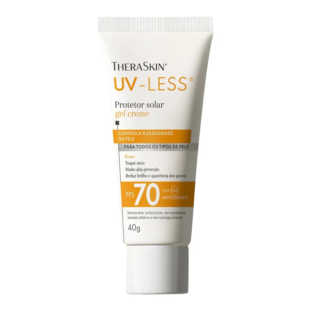 Bisnaga de Protetor Solar Facial TheraSkin UV-Less FPS 70 sem cor 40g