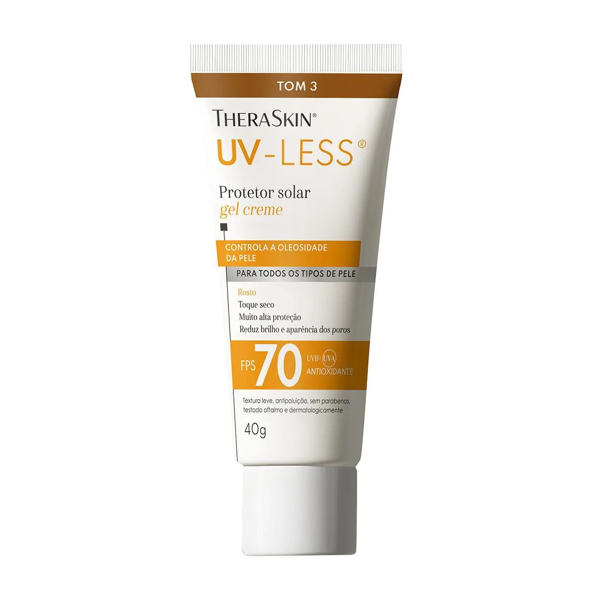 Bisnaga de Protetor Solar Facial TheraSkin UV-Less FPS 70 tom 3 40g